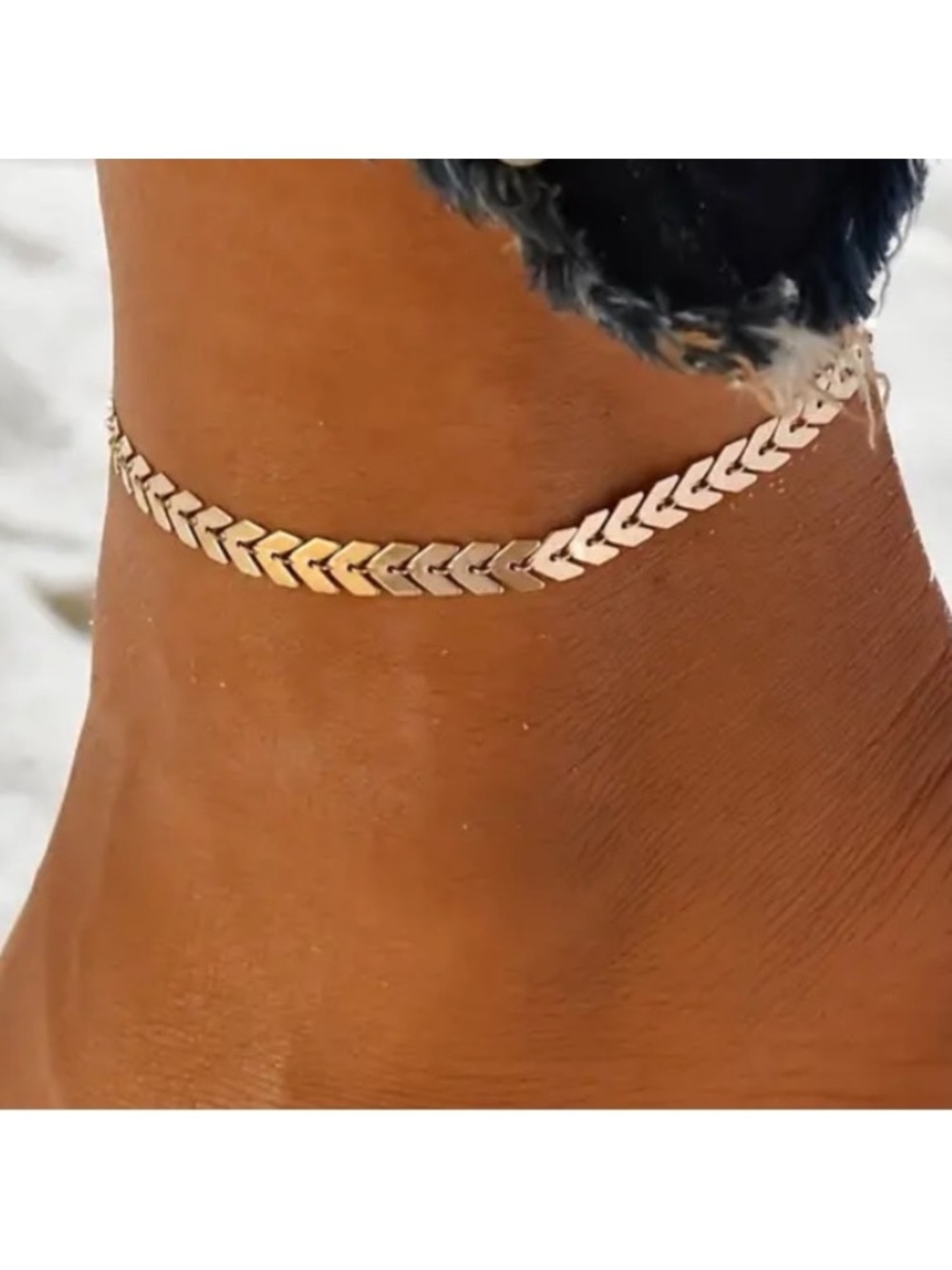 Chevron Gold Toned Anklet